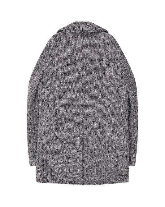Black CDG Tweed Herringbone Pea Coat