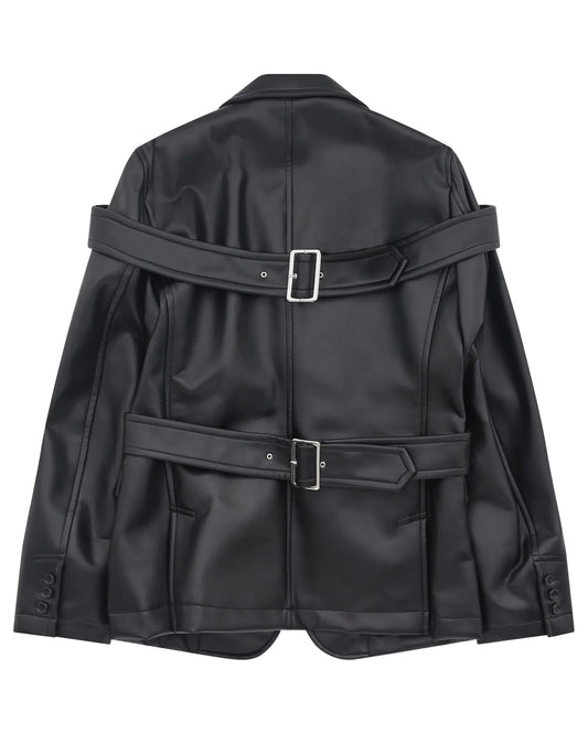 Black CDG Double Buckle Blazer