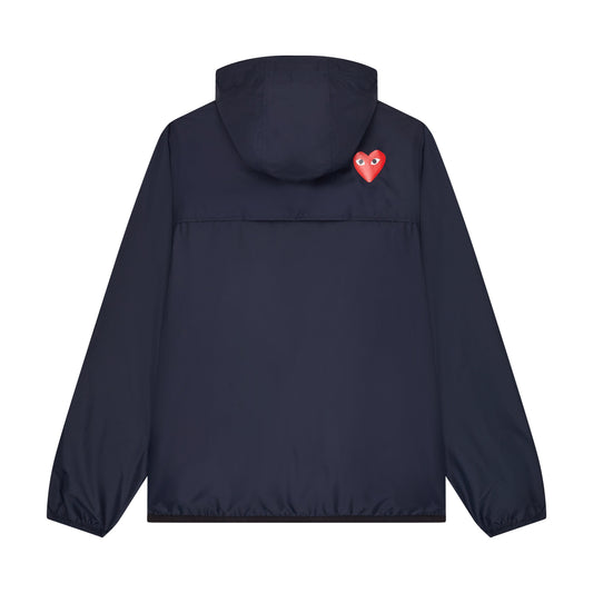 CDG PLAY K-Way Zip Jacket K-Way ¨C Navy, Red Heart