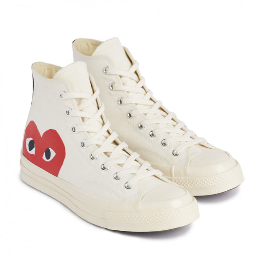 CDG PLAY CONVERSE Chuck Taylor '70 High Top Sneaker ¨C White, Red Heart