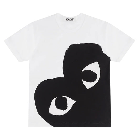 CDG PLAY White Oversized Bigger Black Heart Print T-shirt