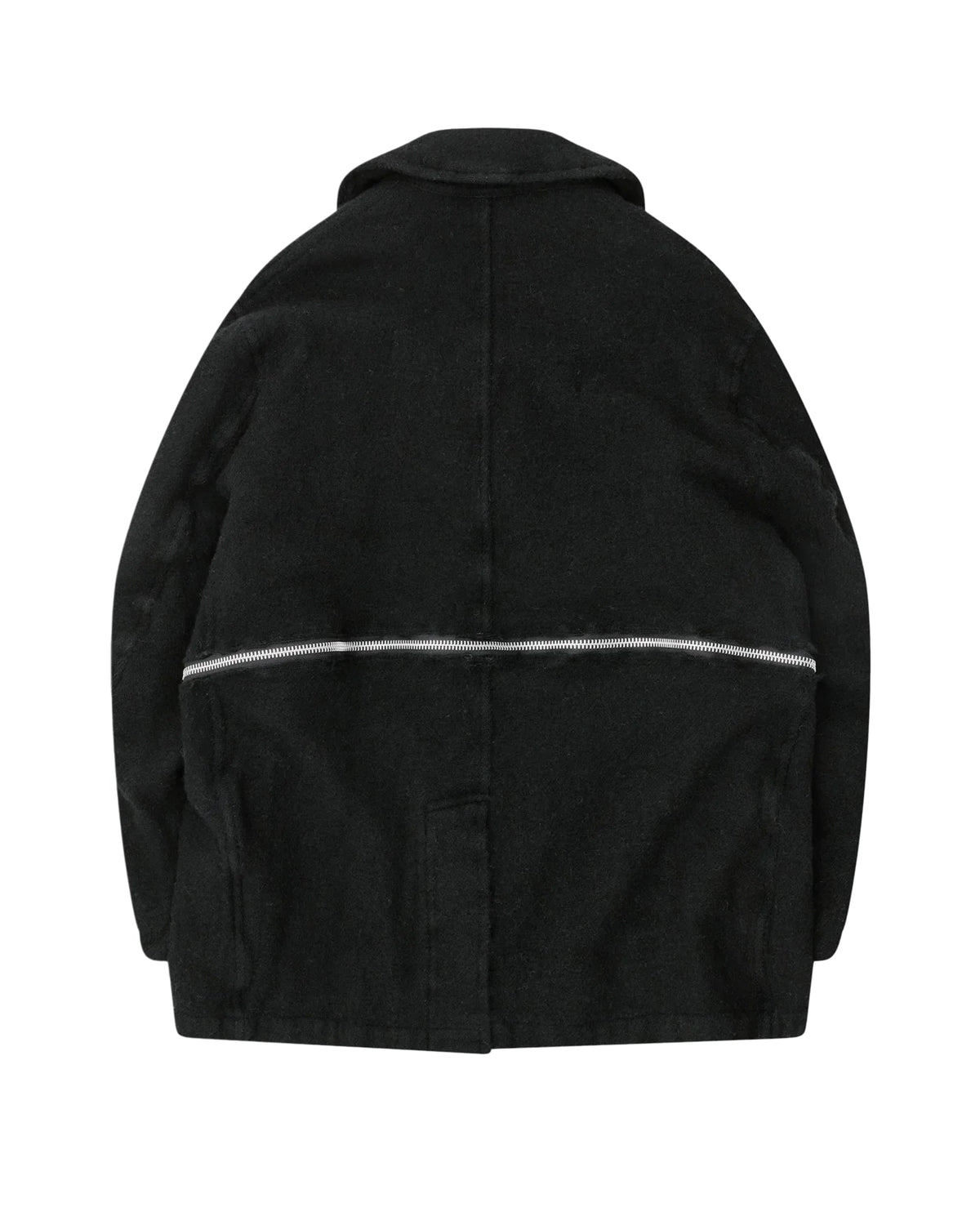 Black CDG Thick Tweed Zipped Pea Coat