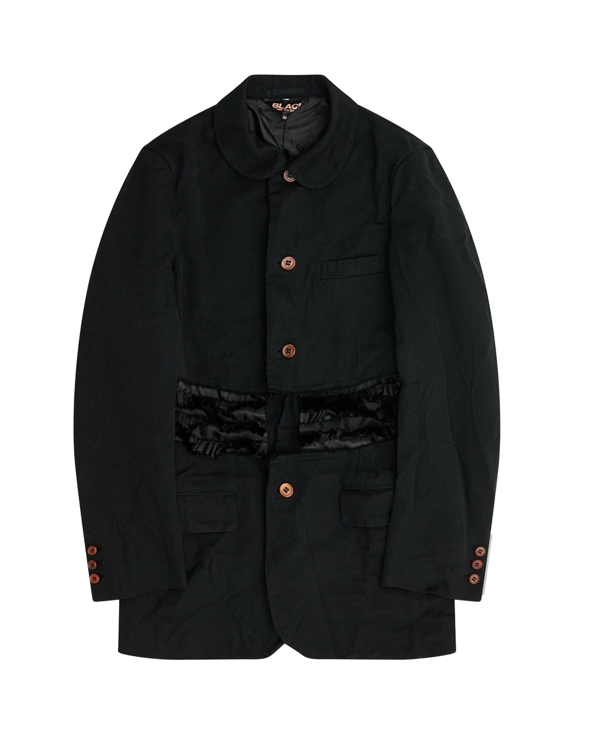 Black CDG Long Ruffle Jacket