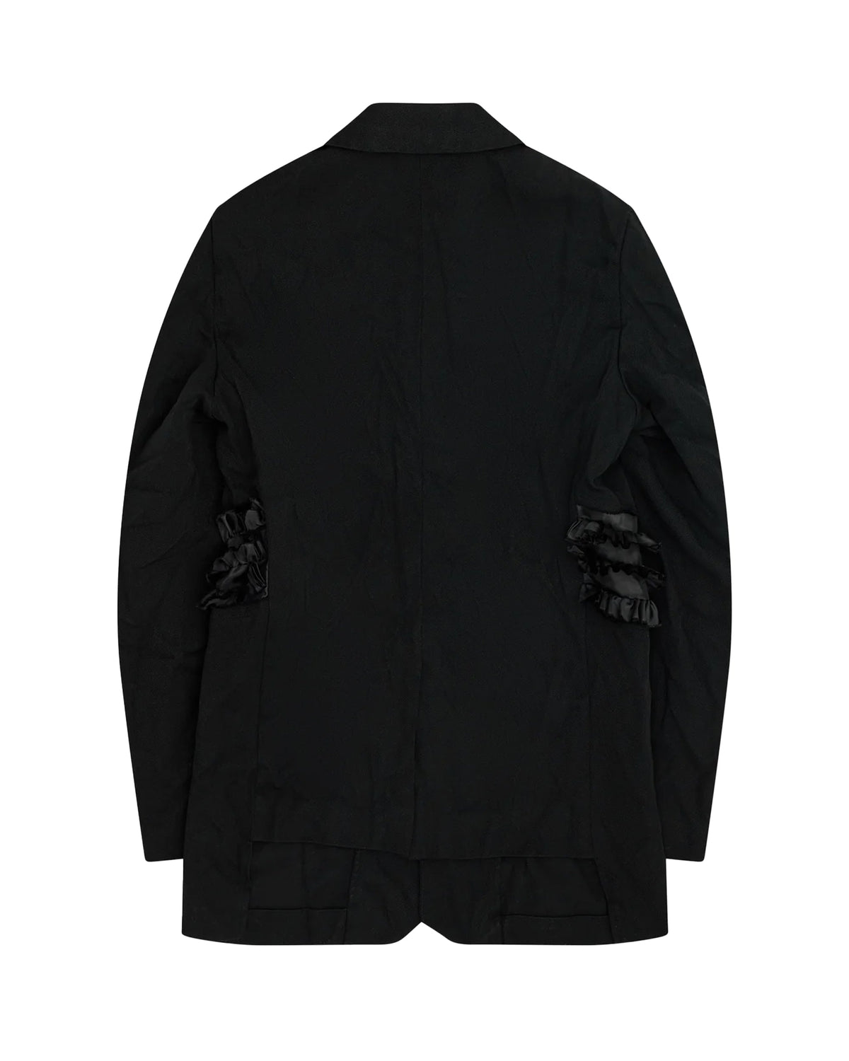 Black CDG Long Ruffle Jacket