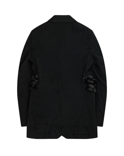 Black CDG Long Ruffle Jacket