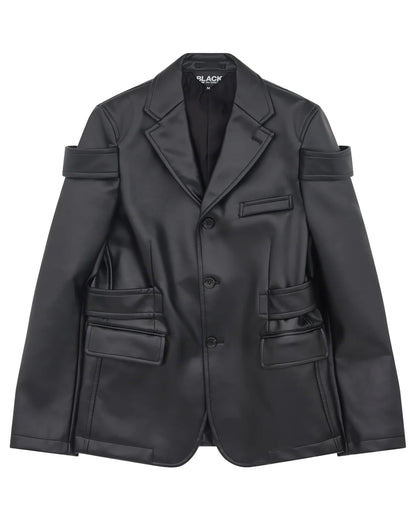 Black CDG Double Buckle Blazer