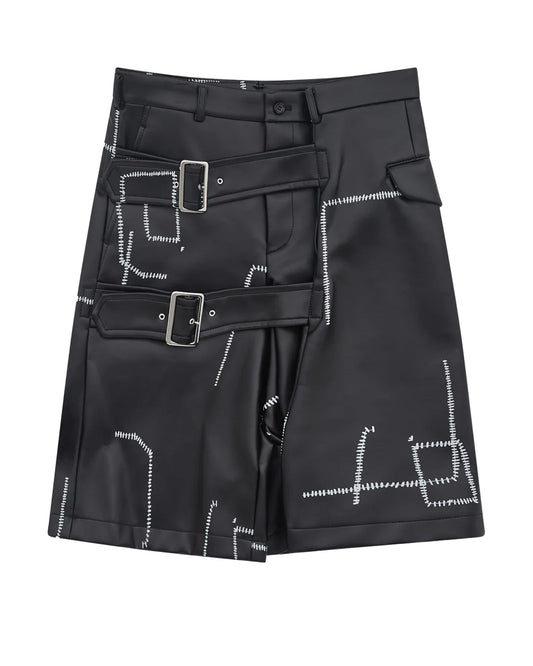 Black CDG  Printed Stitch Detail Shorts
