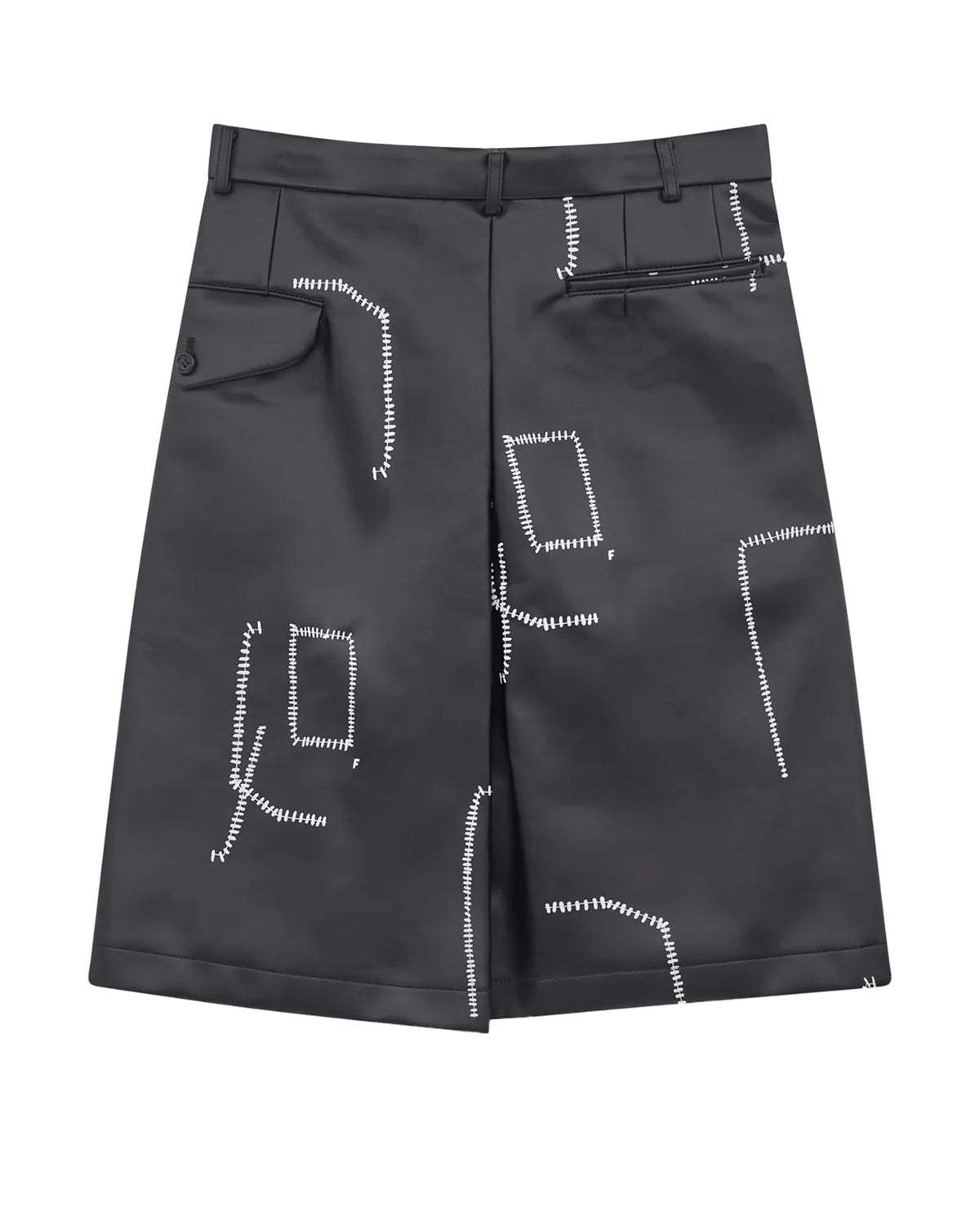 Black CDG  Printed Stitch Detail Shorts