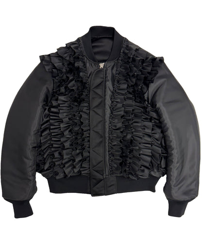 Black CDG Reversible Frilled Bomber Jacket