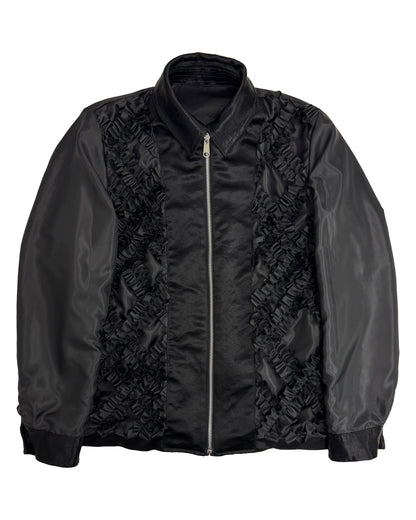Black CDG Acetate Taffeta Frilled Lined Jacket