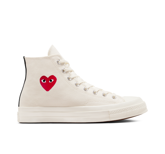 CDG PLAY CONVERSE Chuck Taylor '70 High Top Sneaker Little Heart ¨C White, Red Heart