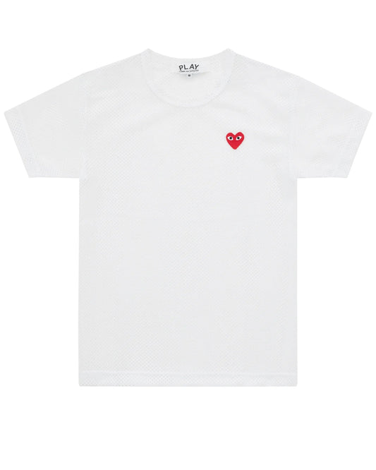 CDG PLAY Mesh T-Shirt ¨C White, Red Heart