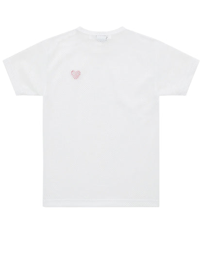 CDG PLAY Mesh T-Shirt ¨C White, Red Heart