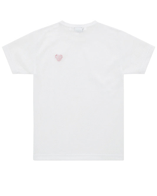 CDG PLAY Mesh T-Shirt ¨C White, Red Heart
