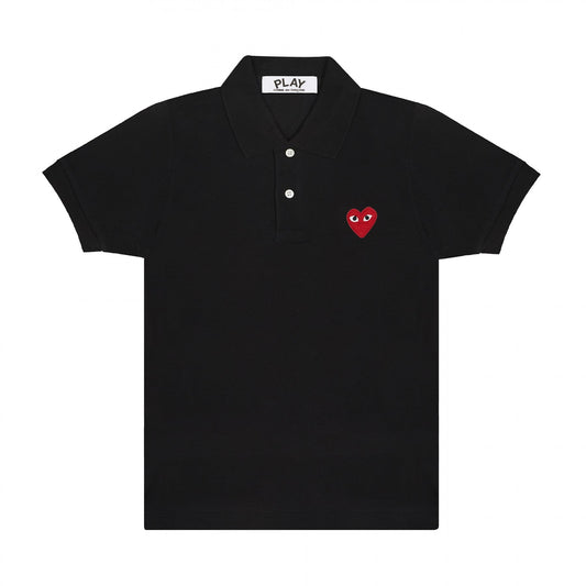 CDG PLAY Polo Shirt ¨C Black, Red Heart