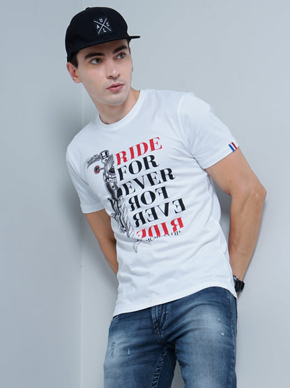 Bike Print White T-Shirt
