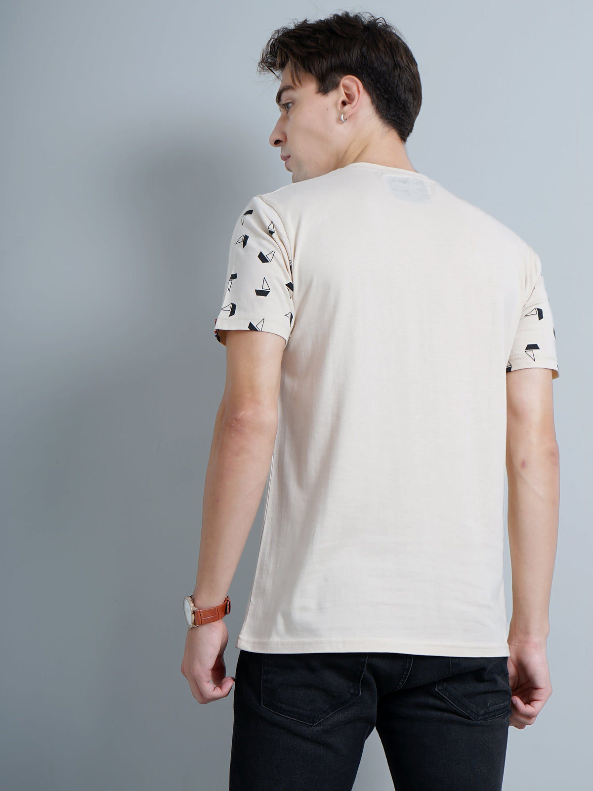 Boat Print Beige T-Shirt