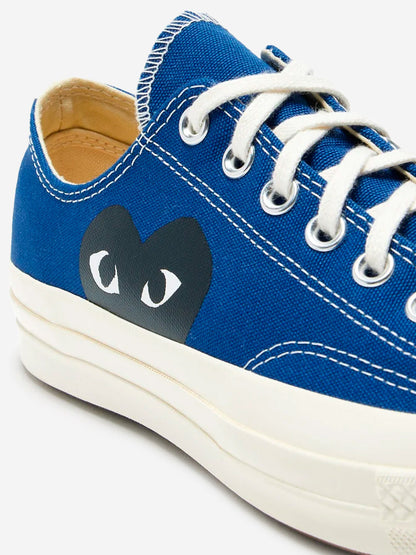 Chuck 70 OX blue with big black heart x CDG