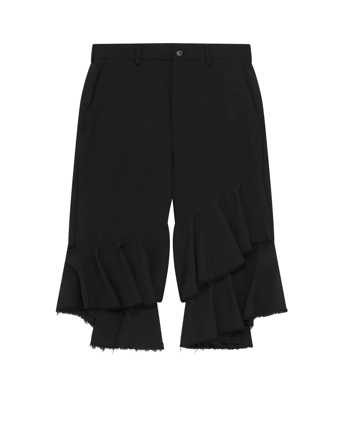 Black CDG Raw Hem Cropped Trousers