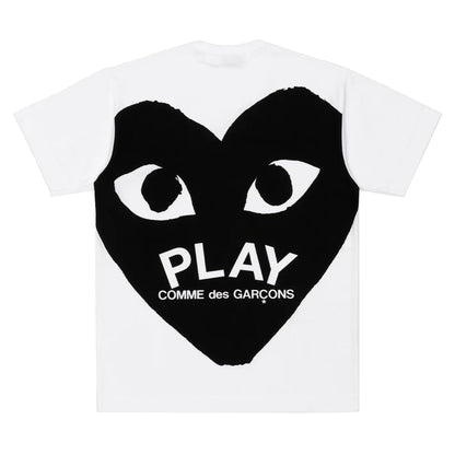 CDG PLAY T-shirt Black Emblem Print ¨C White, Black Heart