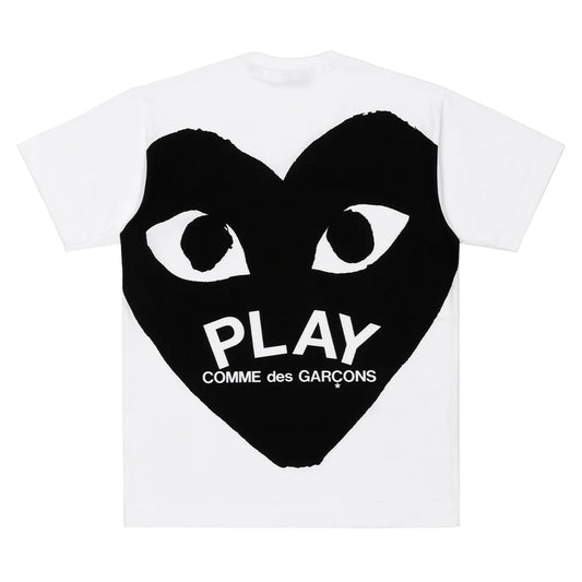 CDG PLAY T-shirt Black Emblem Print ¨C White, Black Heart